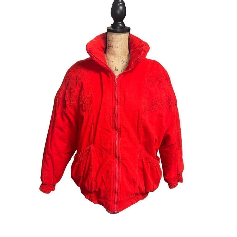 Diana Marco Red Oversized Puffer 80s Vintage Jacket/Coat Cotton Women size 16